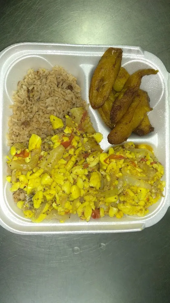 Ackee and Saltfish with Rice and Peas